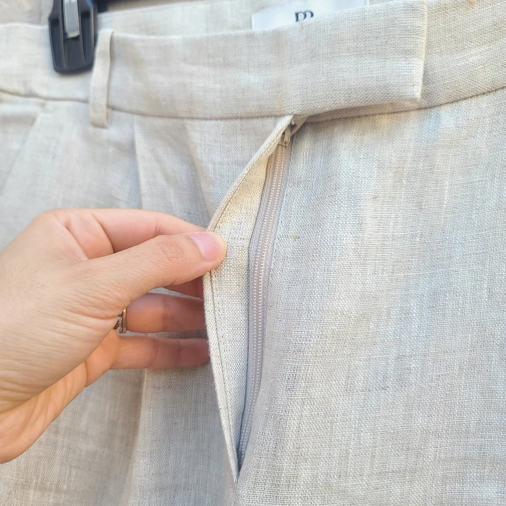 Banana Republic | Beige Lina 100% Linen Straight Fit Trousers Size 8
